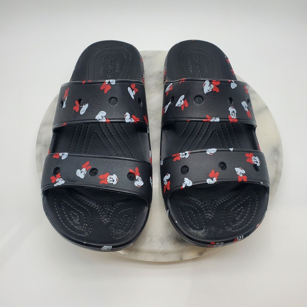 Crocs Disney Parks Minnie Mouse 2-Strap Sandal‎ Slides Unisex Men 9 Women 11